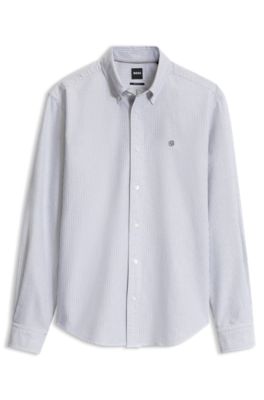 Chemise Regular en coton avec logo Double&nbsp;B, Bleu fonc&eacute;