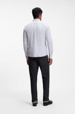 Chemise Regular en coton avec logo Double&nbsp;B, Bleu fonc&eacute;