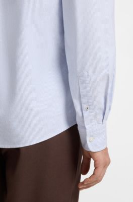 Camisa regular fit de algod&oacute;n con logo Double B, Celeste