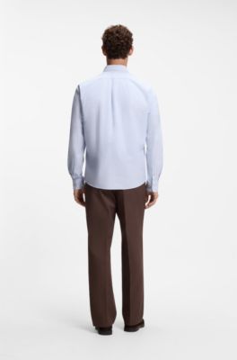 Camisa regular fit de algod&oacute;n con logo Double B, Celeste