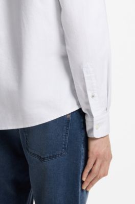 Regular-fit cotton shirt with Double B logo, White