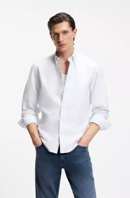 Regular-fit button-down shirt in striped Oxford cotton