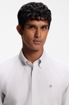 Chemise Regular en coton avec logo Double&nbsp;B, Beige