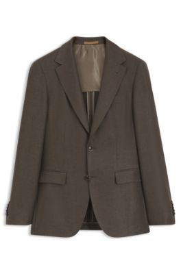Chaqueta regular fit de lana, lino, seda y cashmere, Marr&oacute;n