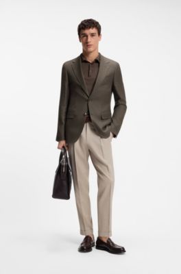 Regular-fit jacket in wool, linen, silk, and cashmere, Brown