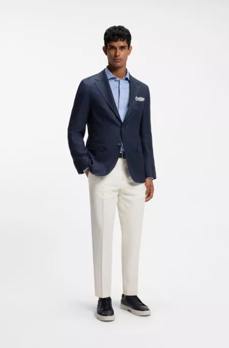 Regular-fit jacket in wool, linen, silk, and cashmere