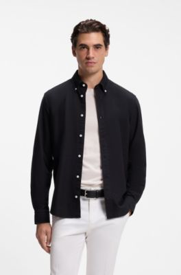 Regular-fit button-down shirt in Oxford cotton, Dark Blue