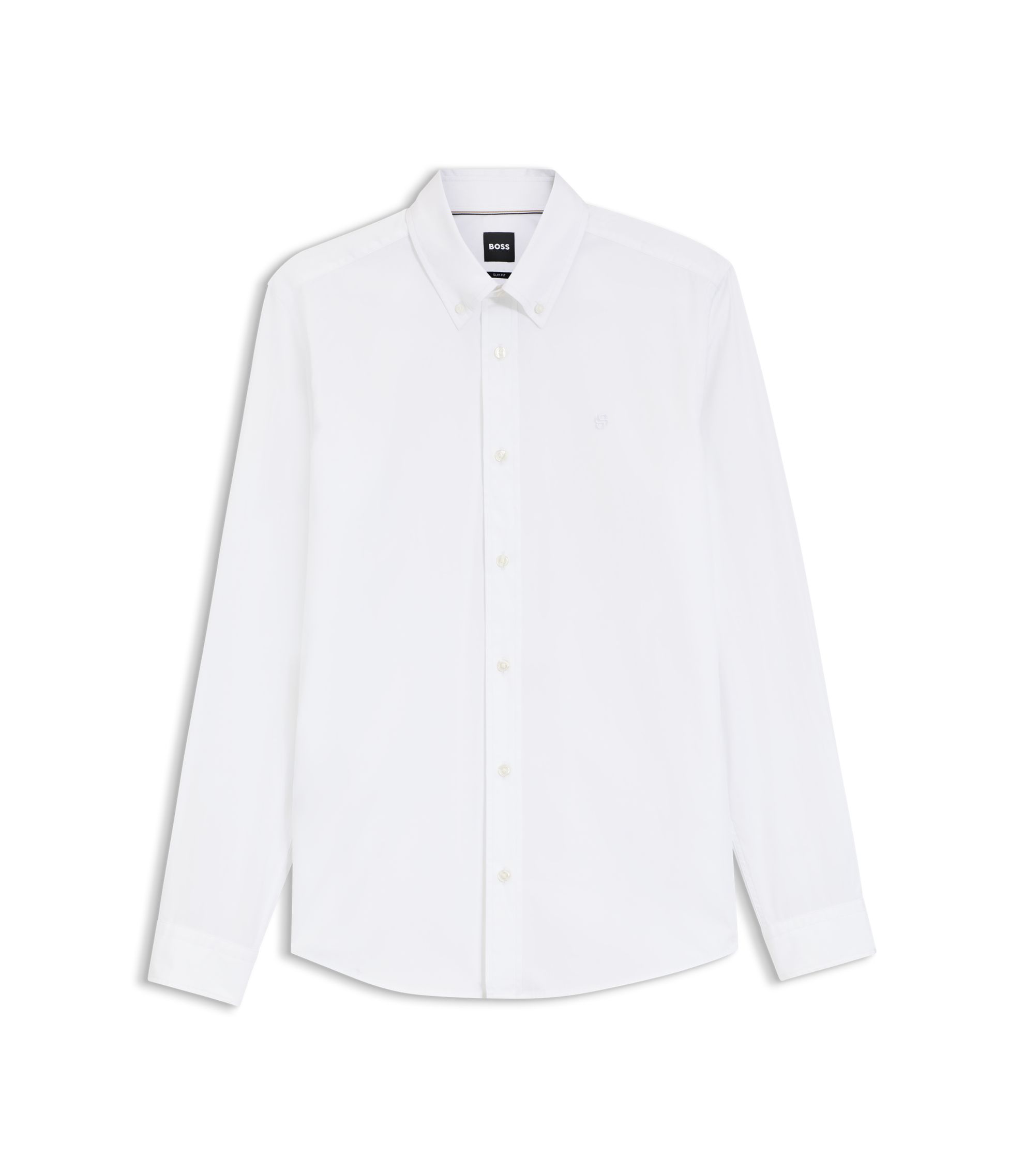 BOSS - Slim-fit shirt in soft-touch cotton poplin - White