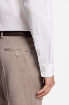 Slim-fit shirt in soft-touch cotton poplin, White