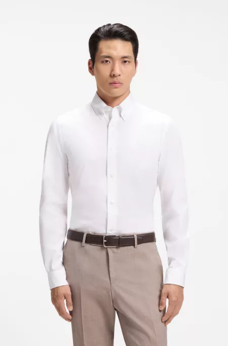 Slim-fit shirt in soft-touch cotton poplin