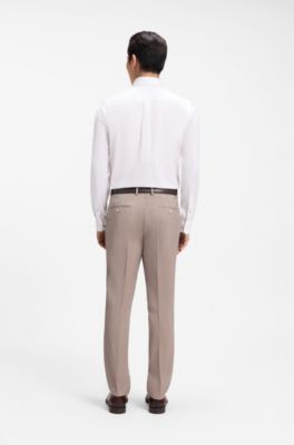 Camisa slim fit en popel&iacute;n de algod&oacute;n de tacto suave, Blanco