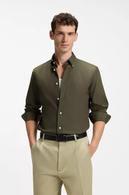 Slim-fit shirt in soft-touch cotton poplin