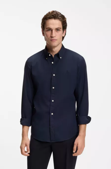 Slim-fit shirt in soft-touch cotton poplin