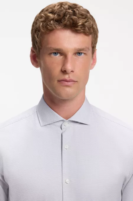 Regular-fit shirt in structured cotton