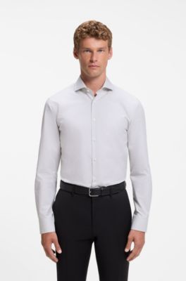Regular-fit shirt in structured cotton, Light Green