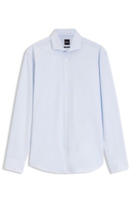 Camisa regular fit de algod&oacute;n con estructura, Celeste
