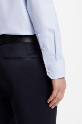 Camisa regular fit de algod&oacute;n con estructura, Celeste