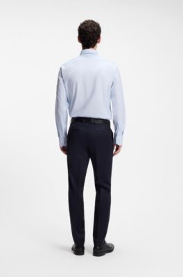 Camisa regular fit de algod&oacute;n con estructura, Celeste