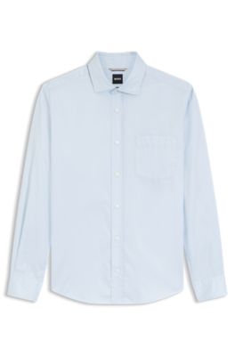 Chemise d&eacute;contract&eacute;e en coton &agrave; col &eacute;chancr&eacute;, bleu clair