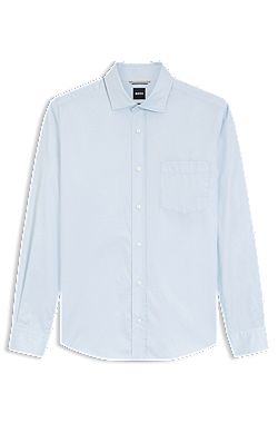 Camisa de ajuste casual en algodón con cuello italiano
