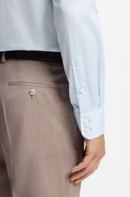 Chemise d&eacute;contract&eacute;e en coton &agrave; col &eacute;chancr&eacute;, bleu clair