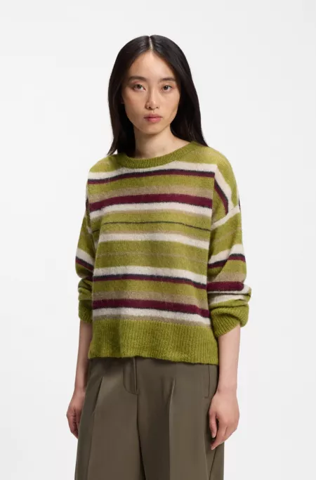 Oversized-fit alpaca-blend sweater with stripes