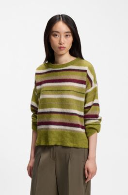 Oversized-fit alpaca-blend sweater with stripes, Patterned