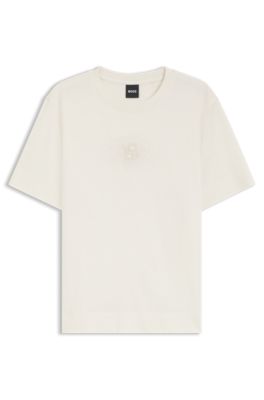T-shirt Regular en coton avec monogramme Double B brod&eacute;, Blanc