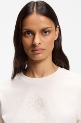 T-shirt Regular en coton avec monogramme Double B brod&eacute;, Blanc