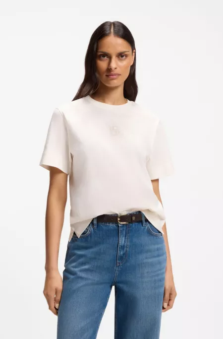 Regular-fit cotton T-shirt with Double-B monogram embroidery