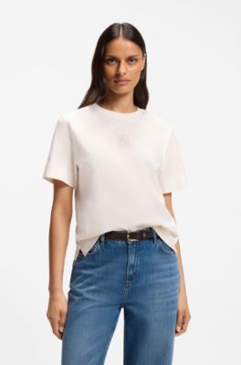 T-shirt Regular en coton avec monogramme Double B brod&eacute;, Blanc
