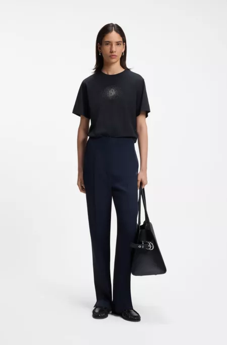Regular-fit cotton T-shirt with Double-B monogram embroidery