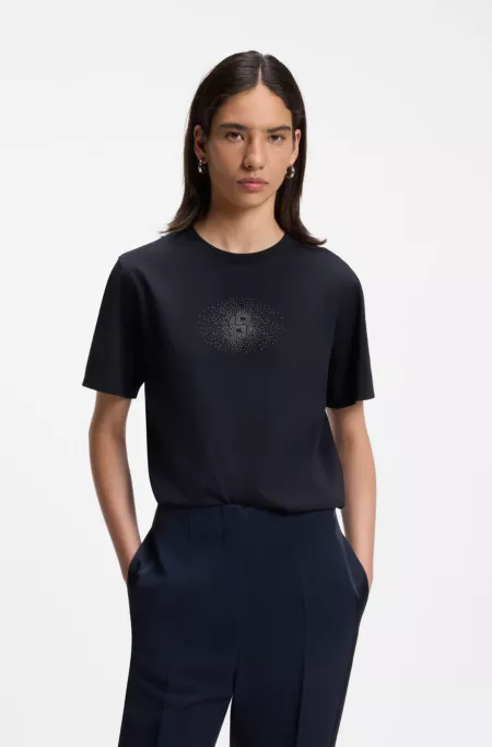 Regular-fit cotton T-shirt with Double-B monogram embroidery