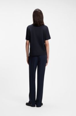 T-shirt Regular en coton avec monogramme Double B brod&eacute;, Bleu fonc&eacute;