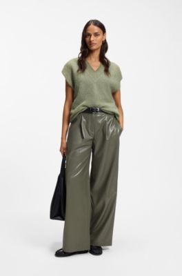 V-neck top in a knit alpaca blend, Light Green