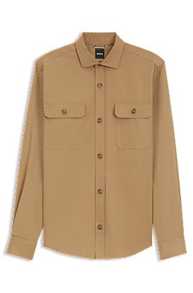 Camisa clásica de corte casual en popelín de algodón compacto