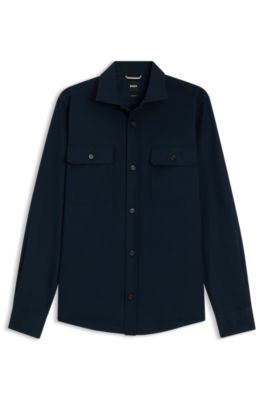 Chemise coupe d&eacute;contract&eacute;e Heritage en popeline de coton Compact, Bleu fonc&eacute;