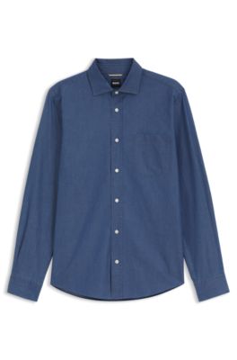 Camisa casual fit en denim, Celeste