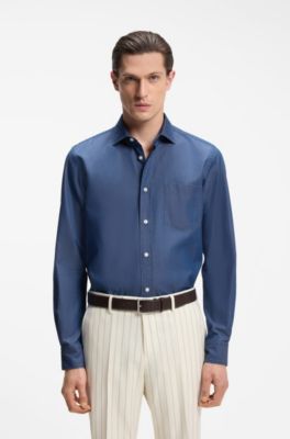 Camisa casual fit en denim, Celeste