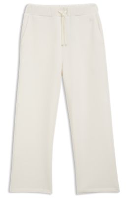Pantalones relaxed fit de pernera tipo barrel en punto de buzo de doble capa, Blanco