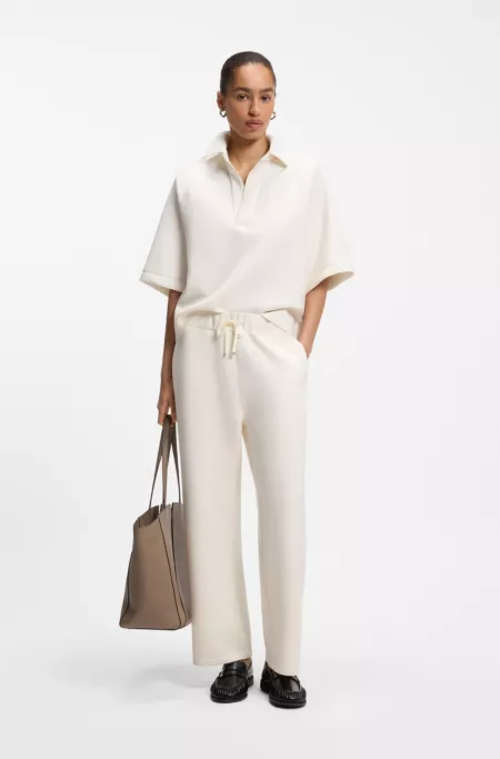 Relaxed-fit barrel-leg pants in double-layer scuba jersey