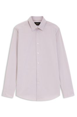 Camisa regular fit de algod&oacute;n italiano, Marr&oacute;n