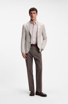 Camisa regular fit de algod&oacute;n italiano, Marr&oacute;n