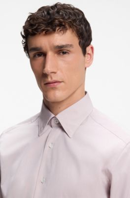 Camisa regular fit de algod&oacute;n italiano, Marr&oacute;n