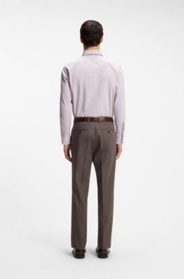 Camisa regular fit de algod&oacute;n italiano, Marr&oacute;n