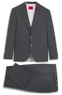 Costume Slim trois pi&egrave;ces en tissu stretch performant, Gris sombre