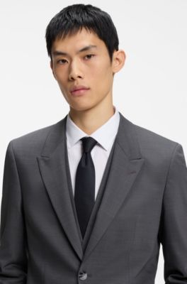 Costume Slim trois pi&egrave;ces en tissu stretch performant, Gris sombre