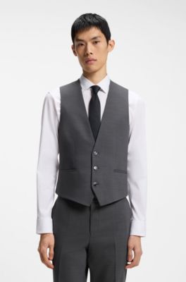 Costume Slim trois pi&egrave;ces en tissu stretch performant, Gris sombre