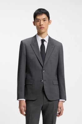Costume Slim trois pi&egrave;ces en tissu stretch performant, Gris sombre