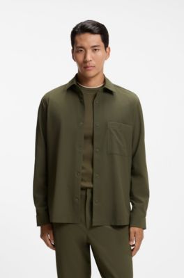 Relaxed-fit shirt in performance stretch ripstop, Light Green